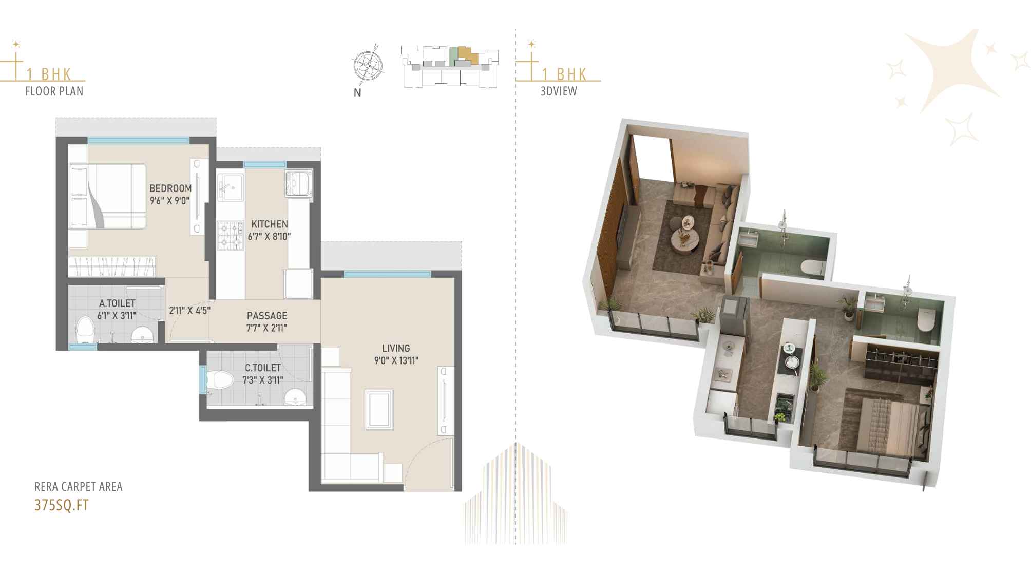 Pinnakle-Nova-Floor-Plan-1-BHK-375-sqft