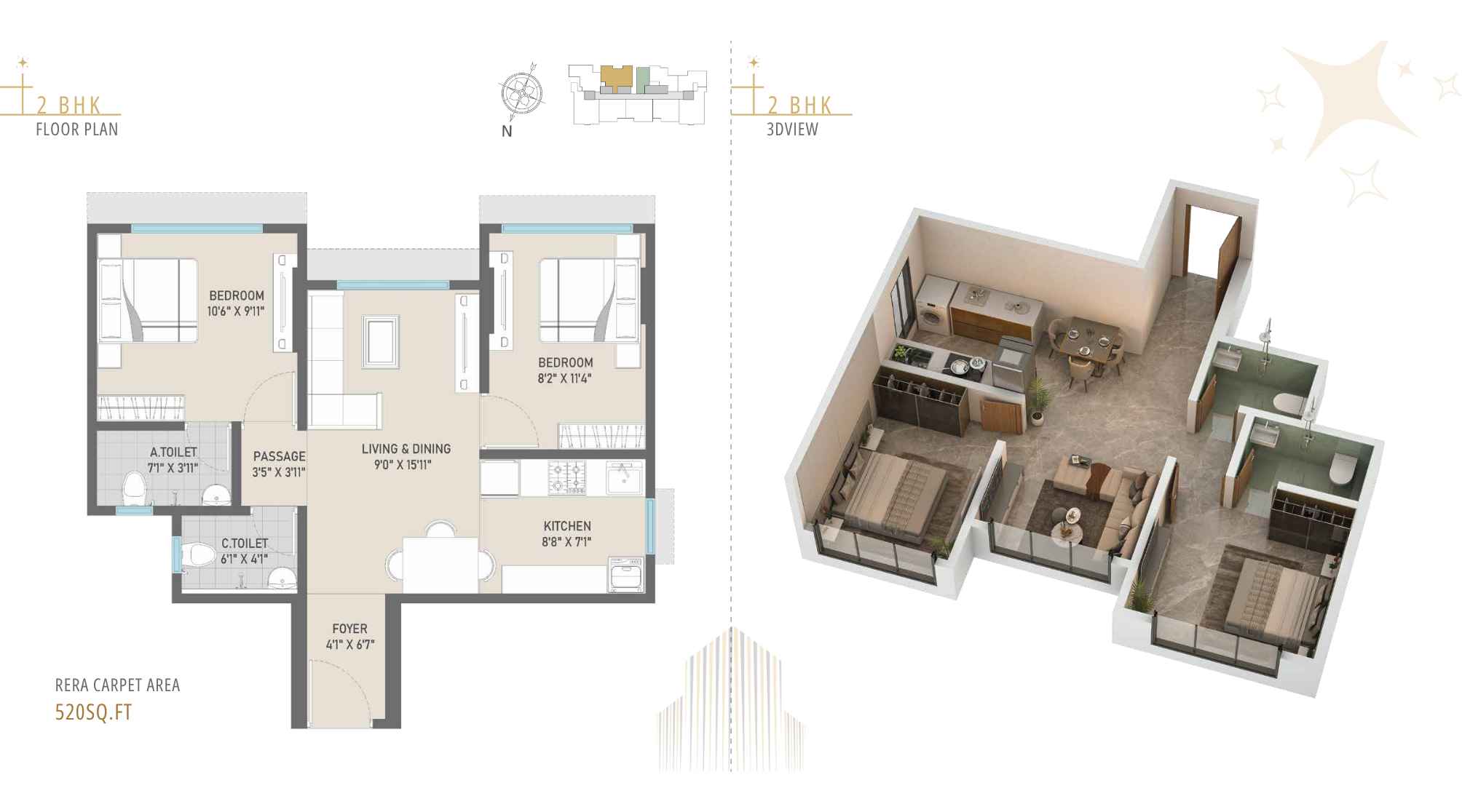 Pinnakle-Nova-Floor-Plan-2-BHK-520-sqft